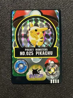 Pokemon Sealdass Sticker Card Pikachu No.25 Bandai Pocket Monsters 1997 Holo - Image 1
