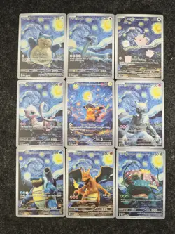 Lot X9 Pokemon Pikachu Starry Night Beautiful Night 085 - Van Gogh - Promo Art - Image 1