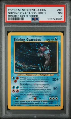 PSA 7 Shining Gyarados 65/64 Double Holo Error Neo Revelation NEW CERT SWIRL - Image 1