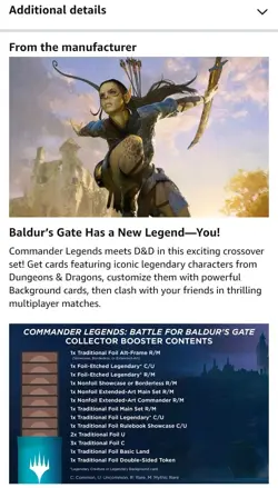 MTG Commander Legends Battle for Baldurs Gate 15 Card Collector Booster Omega - Image 3