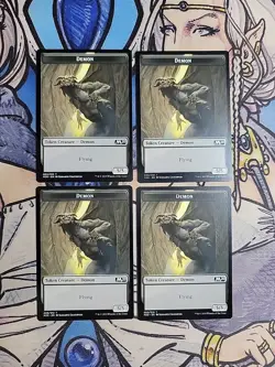 4x Demon (5,5, Flying) Tokens - NM/M M20 Core Set 2020 MTG Magic - Image 1