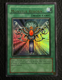 Yugioh Monster Reborn LOB-118 1st Edition North American Wavy Lower Name - Image 1