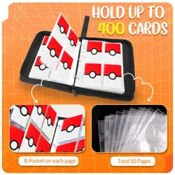 Card Binder 4 Pocket, Trading Card Holder Fits 400 Cards With 50 Removable Sl... - Image 4