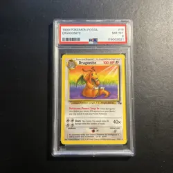 Dragonite 19/62 PSA 8 Fossil Pokemon Card PSA 8 Near Mint - Mint New Cert - Image 1