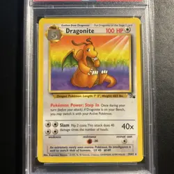 Dragonite 19/62 PSA 8 Fossil Pokemon Card PSA 8 Near Mint - Mint New Cert - Image 2