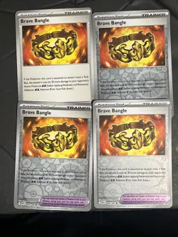 Brave Bangle Pokemon TCG SV:10.5 White Flare Lot Of 4, 3 Reverse Holo And 1 Reg - Image 1