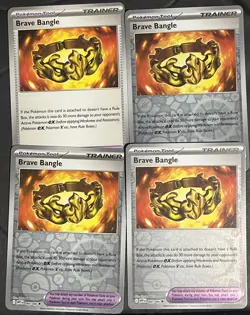 Brave Bangle Pokemon TCG SV:10.5 White Flare Lot Of 4, 3 Reverse Holo And 1 Reg - Image 2