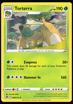 Torterra 008/172 Holo Brilliant Stars Pokemon TCG Card NM - Image 1