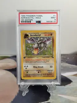 Pokemon Card 1st Edition Aerodactyl - Fossil Set No. 1/62 - PSA 9 MINT - Holo - Image 1