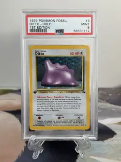 Pokemon Card 1st Edition Ditto - Fossil Set No. 3/62 - PSA 9 MINT - Holo - Image 1