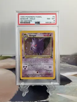 Pokemon Card 1st Edition Gengar - Fossil Set No. 5/62- PSA 8 NM-MINT - Holo - Image 1
