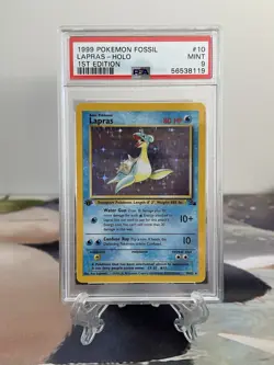 Pokemon Card 1st Edition Lapras - Fossil Set No. 10/62 - PSA 9 MINT - Holo - Image 1