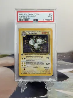 Pokemon Card 1st Edition Magneton - Fossil Set No. 11/62 - PSA 9 MINT - Holo - Image 1