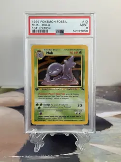 Pokemon Card 1st Edition Muk - Fossil Set No. 13/62 - PSA 9 MINT - Holo - Image 1
