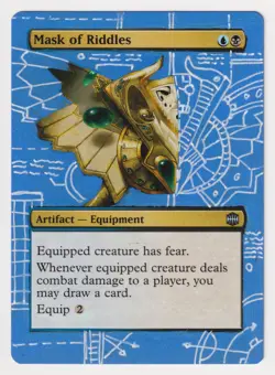 Altered Mask of Riddles MP MTG Hand Painted Unique Custom Extended Art Blueprint - Image 1