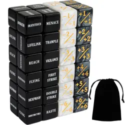 48 Pieces Abilities Keywords Counter Dice Black MTG Dice Counters Bulk Creatu... - Image 1