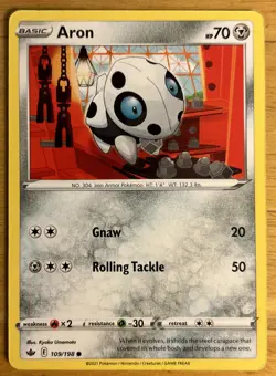 2021 Pokemon TCG Chilling Reign Aron Card 109/198 NM - Image 1
