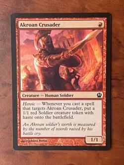 Akroan Crusader MTG Magic the Gathering Card LP Lightly Played THS - Image 1