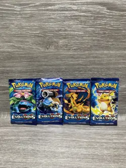 Pokemon TCG Factory Sealed Authentic Evolutions Booster Pack Artwork Set Of 4 - Image 1