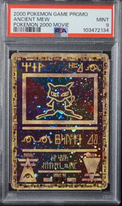 2000 Pokemon Ancient Mew PSA 9 MINT Pokemon Movie Game Promo Double Holo Card - Image 1