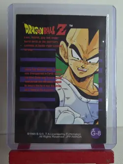 1999 Funimation Dragon Ball Z VEGETA GOLD FOIL Chase Trading Card G8 - JPP/AMADA - Image 2