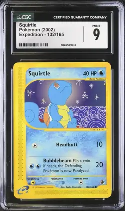 CGC 9 MINT Squirtle 132/165 Expedition Base Set 2002 WOTC Pokemon Card - Image 1