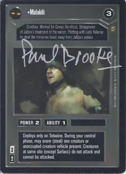 Star Wars CCG - Paul Brooke (Malakili Rancor Keeper) - signed card - autograph - Image 1