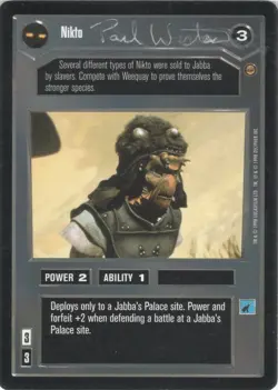 Star Wars CCG - Paul Weston (Nikto) - signed card - autograph - Image 1