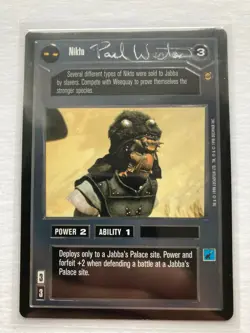 Star Wars CCG - Paul Weston (Nikto) - signed card - autograph - Image 2