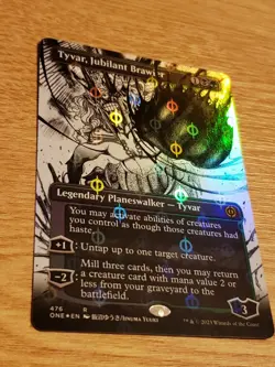 Tyvar, Jubilant Brawler NM Borderless Step-And-Compleat Foil Phyrexia MTG - Image 1