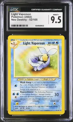CGC 9.5 MINT + Light Vaporeon 52/105 - Neo Destiny - Vintage WOTC 2002 Pokemon - Image 1