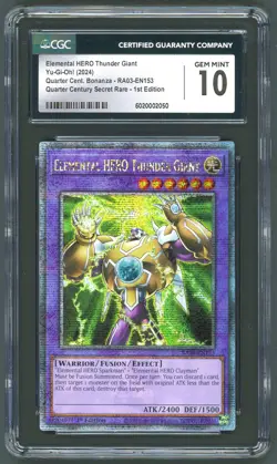 YuGiOh CGC 10 Elemental HERO Thunder Giant QCR RA03-EN153 1st Edition - Image 1