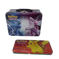 Pokemon Trading Card Game Tin Lunchbox Pencil Case Dialga Palkia Pikachu Grookey - Image 1