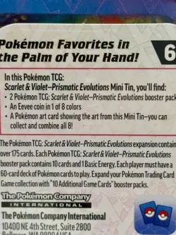 Pokemon~Prismatic Evolutions Mini Tin~Sealed~"Sylveon" **BRAND NEW** - Image 4