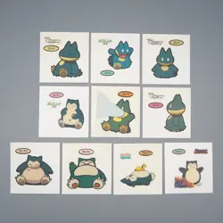 Pokemon Card Bread Deco Chara Seal Sticker Snorlax Munchlax 10 set Japanese q554 - Image 1
