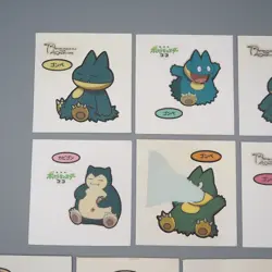 Pokemon Card Bread Deco Chara Seal Sticker Snorlax Munchlax 10 set Japanese q554 - Image 2