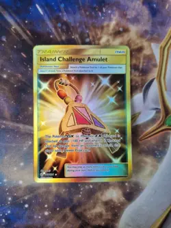 Pokemon Card Island Challenge Amulet 265/236 Cosmic Eclipse Gold Secret Rare NM - Image 1