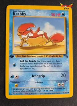 Pokemon First Edition 51/62 Krabby Fossil NM - Image 1