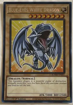YUGIOH Blue-Eyes White Dragon BLMM-EN001 SECRET RARE 1st Ed CHIBI Artwork - Image 1