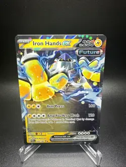 Pokemon TCG Iron Hands EX Double Rare Holo Card 070/182 Sv04: Paradox Rift - Image 1