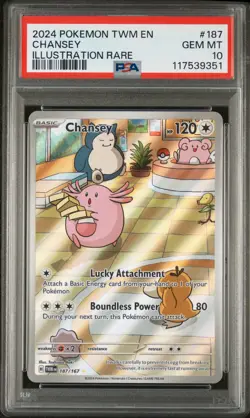 2024 POKEMON TWM EN-TWILIGHT MASQUERADE ILLUSTRATION RARE #187 CHANSEY PSA 10 - Image 1