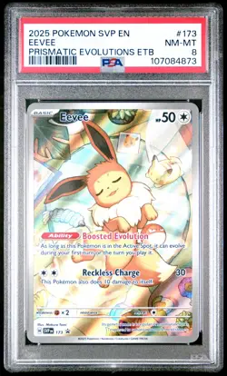 2025 POKEMON SVP EN-SV BLACK STAR PROMO #173 EEVEE PSA 8 - Image 1