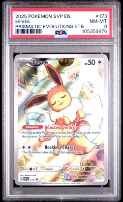 2025 POKEMON SVP EN-SV BLACK STAR PROMO #173 EEVEE PSA 8 - Image 1