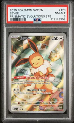 2025 POKEMON SVP EN-SV BLACK STAR PROMO #173 EEVEE PSA 8 - Image 1
