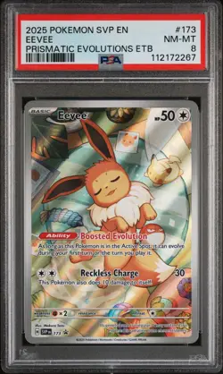 2025 POKEMON SVP EN-SV BLACK STAR PROMO #173 EEVEE PSA 8 - Image 1
