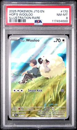 2025 POKEMON JTG EN-JOURNEY TOGETHER ILLUSTRATION RARE #170 HOP'S WOOLOO PSA 8 - Image 1