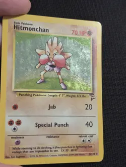 Hitmonchan 8/130 Base Set 2 Holo Rare Pokemon TCG * Half Swirl* MP - Image 3