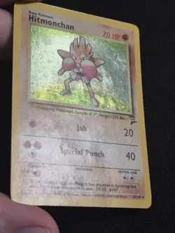 Hitmonchan 8/130 Base Set 2 Holo Rare Pokemon TCG * Half Swirl* MP - Image 4