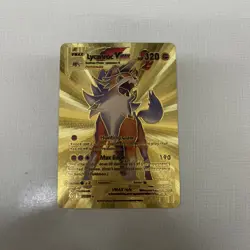 Lycanroc VMAX Metal Gold Foil Pokemon Card Fan Art Display Card HP25320 - Image 1