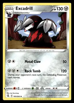 Excadrill Uncommon 183/264 SWSH08: Fusion Strike Pokemon Card - Image 1